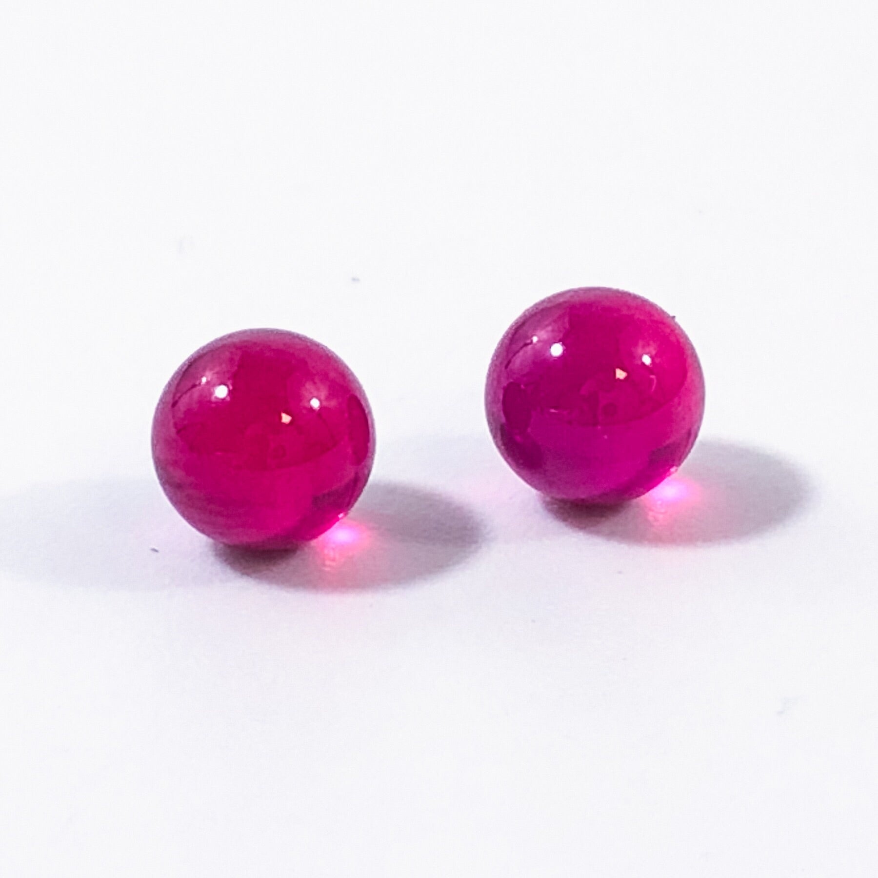 Real Ruby Dab Beads - pair of 2